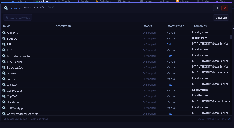 SeroRAT — service manager