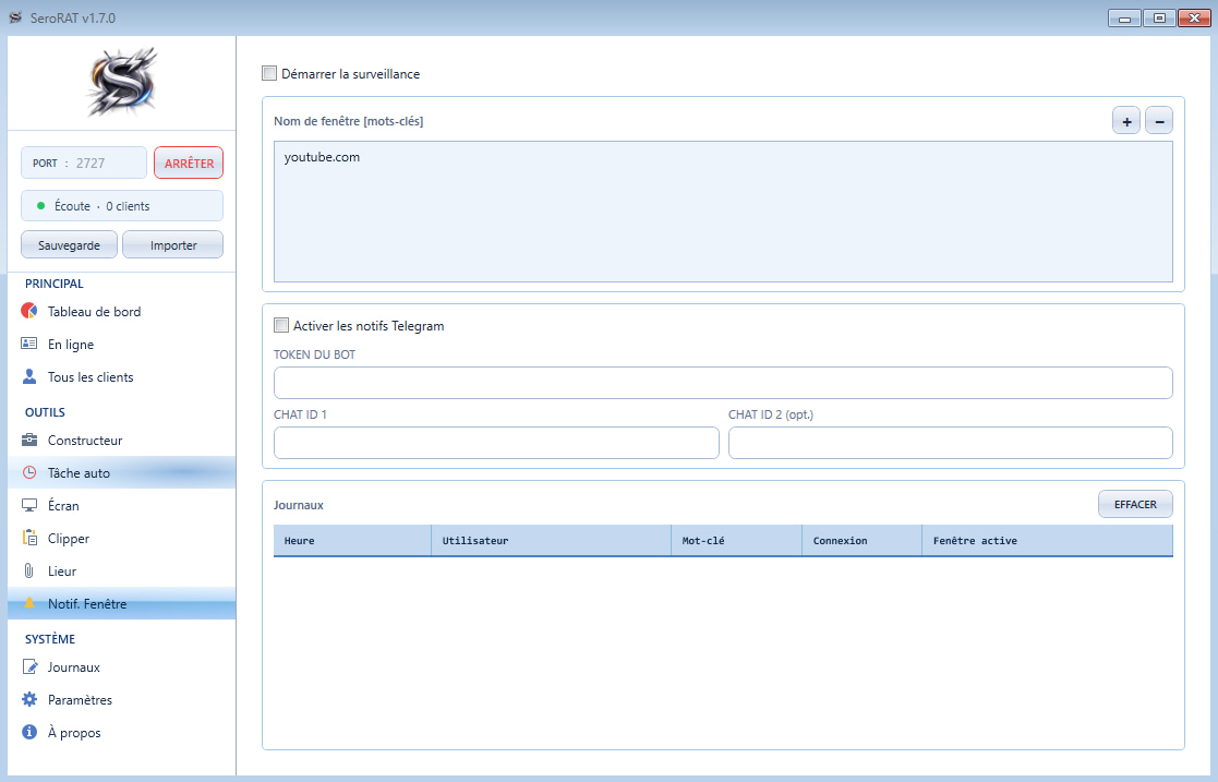 SeroRAT — Windows notification